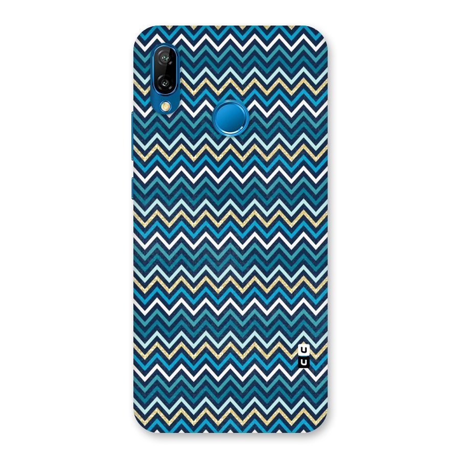 Blue Shades Chevron Pattern Back Case for Huawei P20 Lite