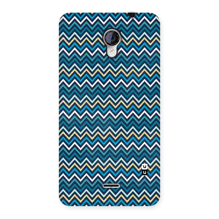 Blue Shades Chevron Pattern Back Case for Micromax Unite 2 A106