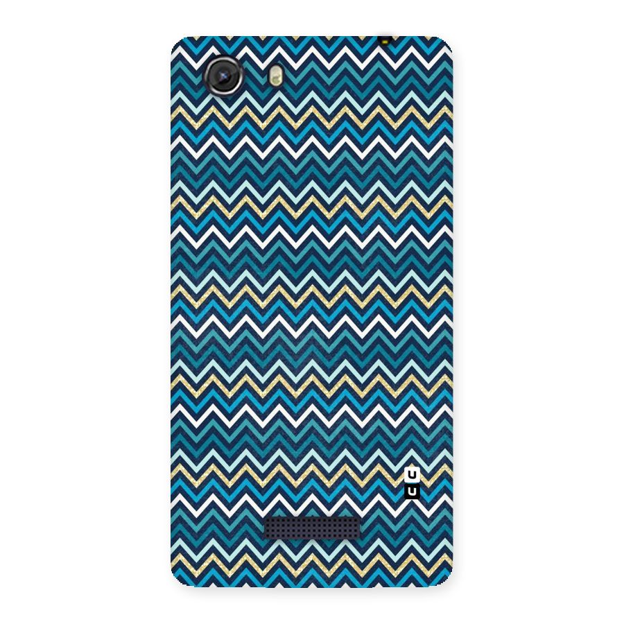 Blue Shades Chevron Pattern Back Case for Micromax Unite 3