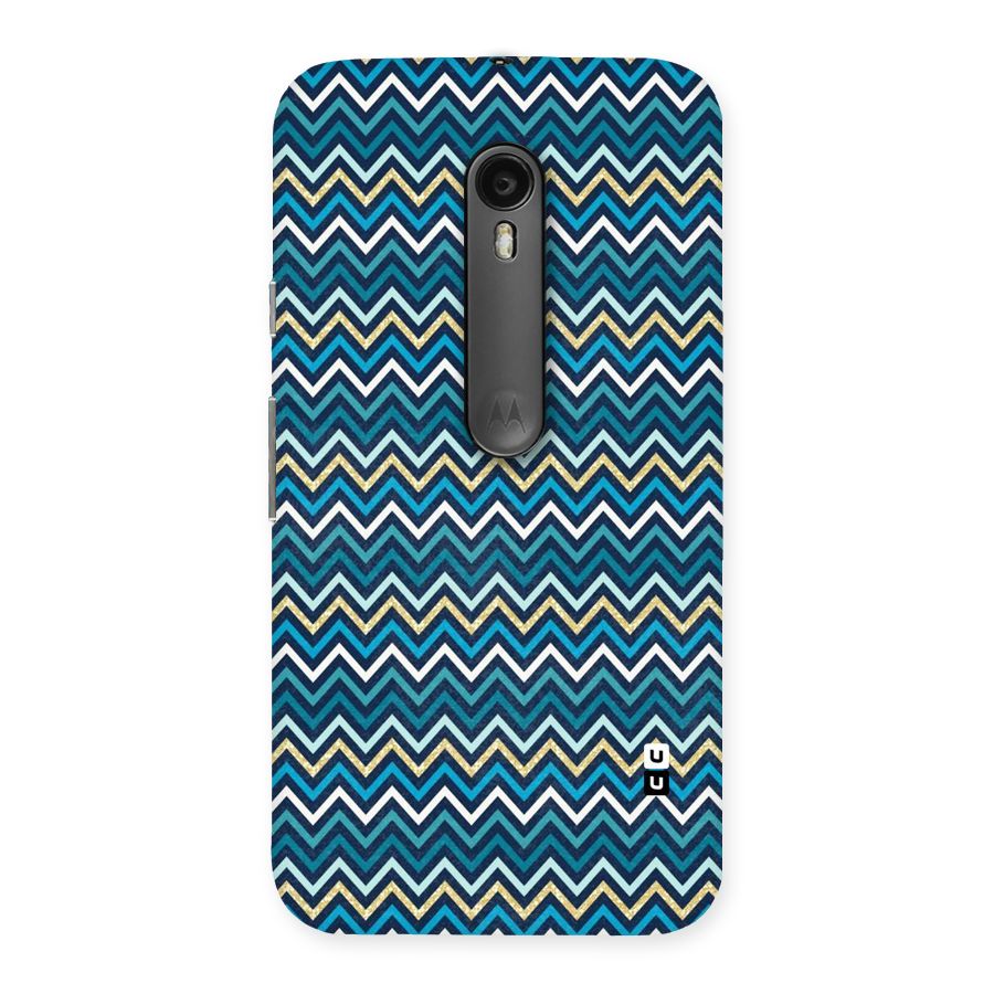 Blue Shades Chevron Pattern Back Case for Moto G Turbo