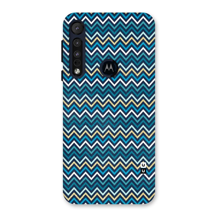 Blue Shades Chevron Pattern Back Case for Motorola One Macro