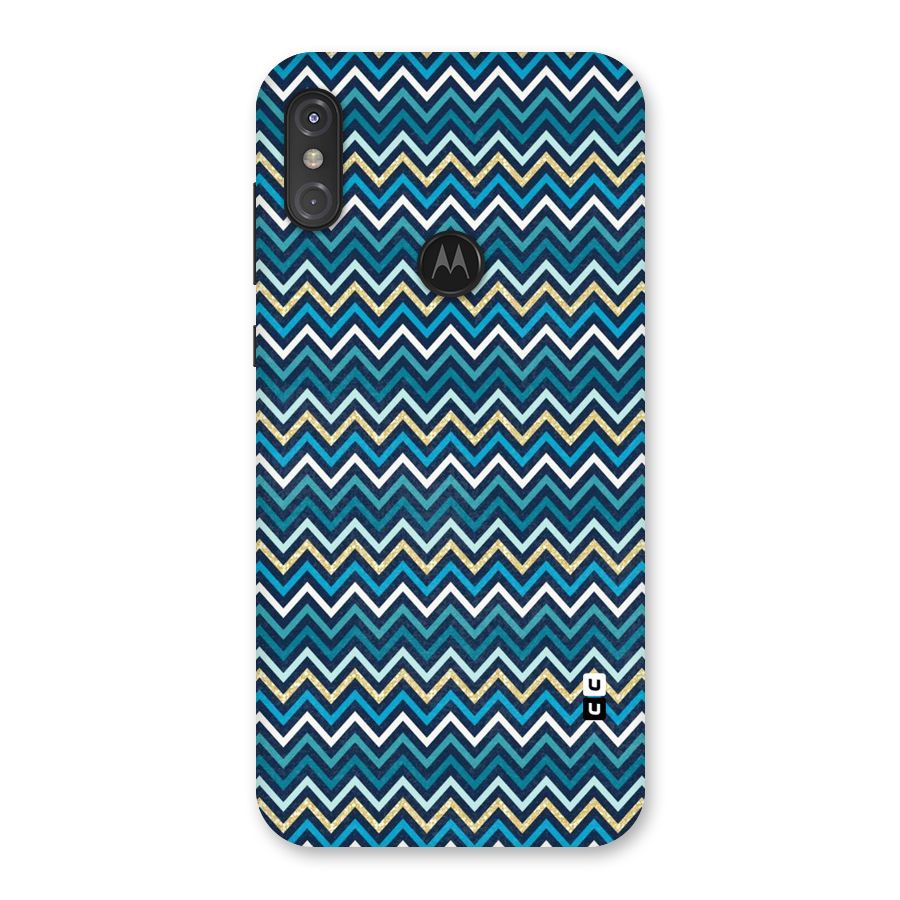 Blue Shades Chevron Pattern Back Case for Motorola One Power