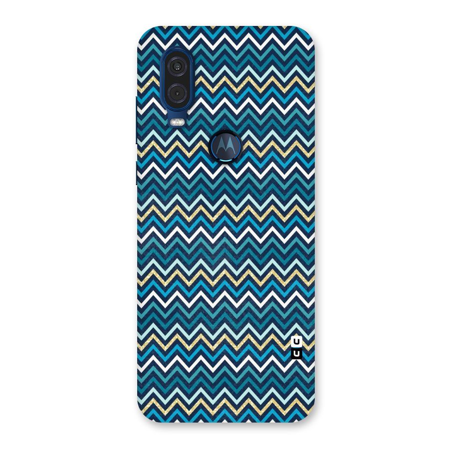 Blue Shades Chevron Pattern Back Case for Motorola One Vision