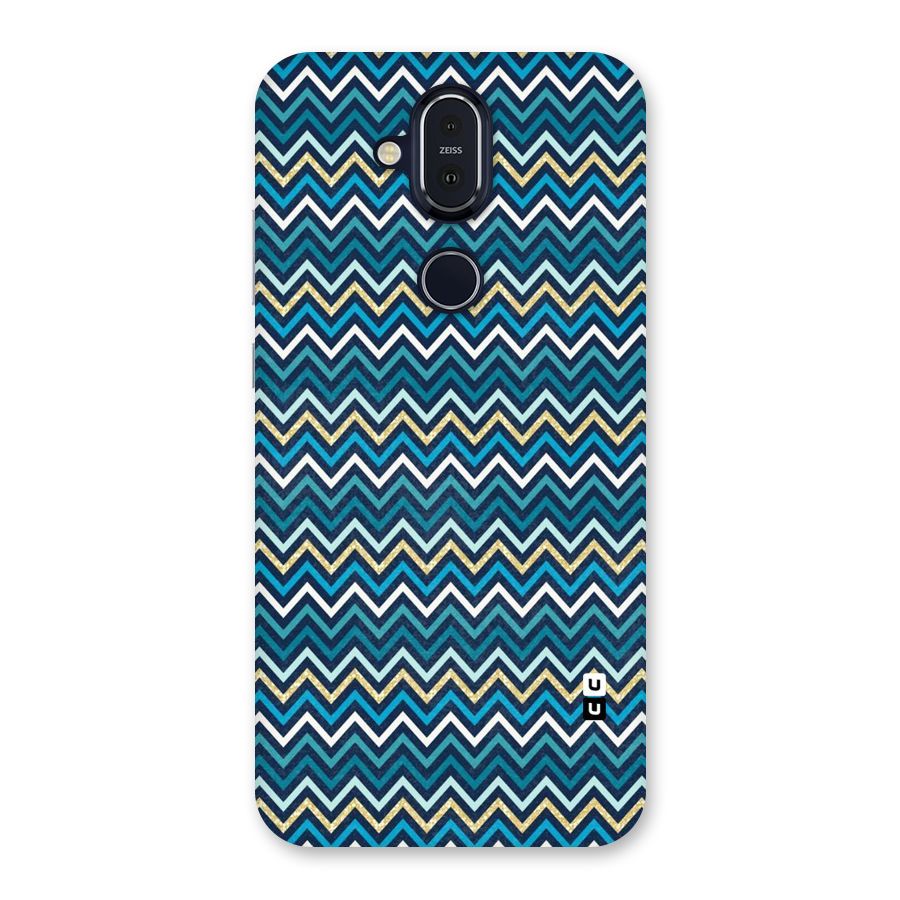 Blue Shades Chevron Pattern Back Case for Nokia 8.1