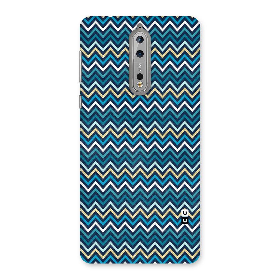 Blue Shades Chevron Pattern Back Case for Nokia 8
