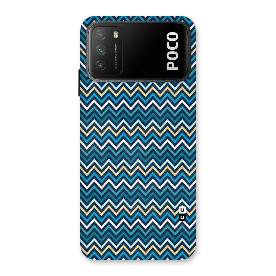 Blue Shades Chevron Pattern Back Case for Poco M3