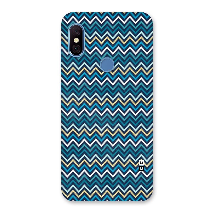 Blue Shades Chevron Pattern Back Case for Redmi Note 6 Pro