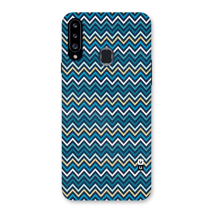 Blue Shades Chevron Pattern Back Case for Samsung Galaxy A20s
