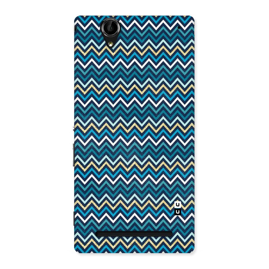 Blue Shades Chevron Pattern Back Case for Sony Xperia T2