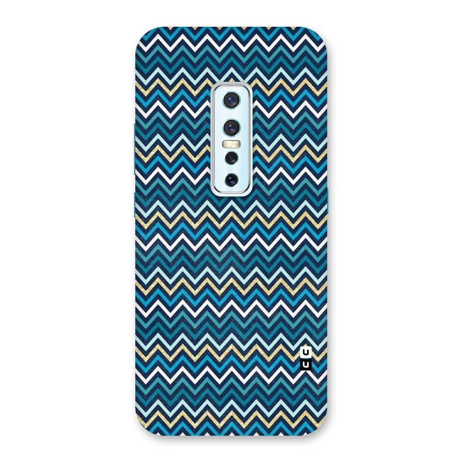 Blue Shades Chevron Pattern Back Case for Vivo V17 Pro