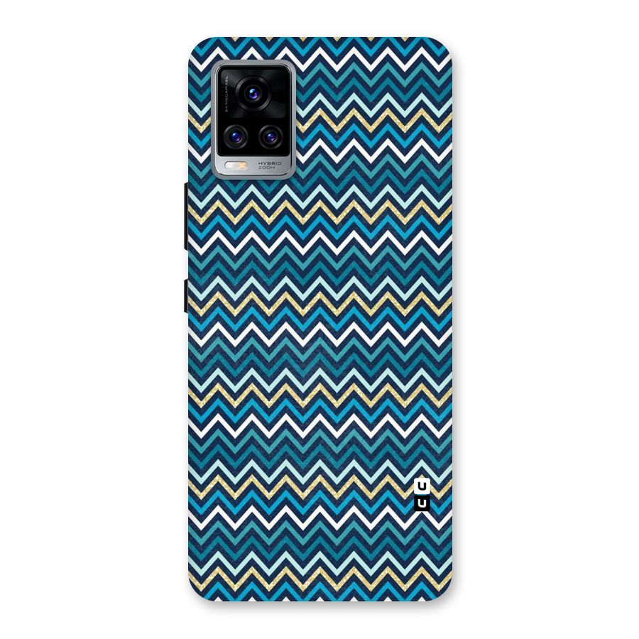 Blue Shades Chevron Pattern Back Case for Vivo V20 Pro