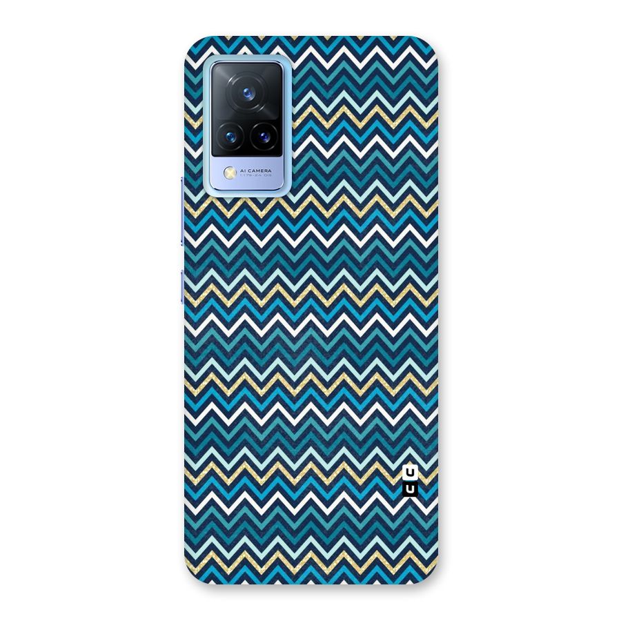 Blue Shades Chevron Pattern Back Case for Vivo V21 5G