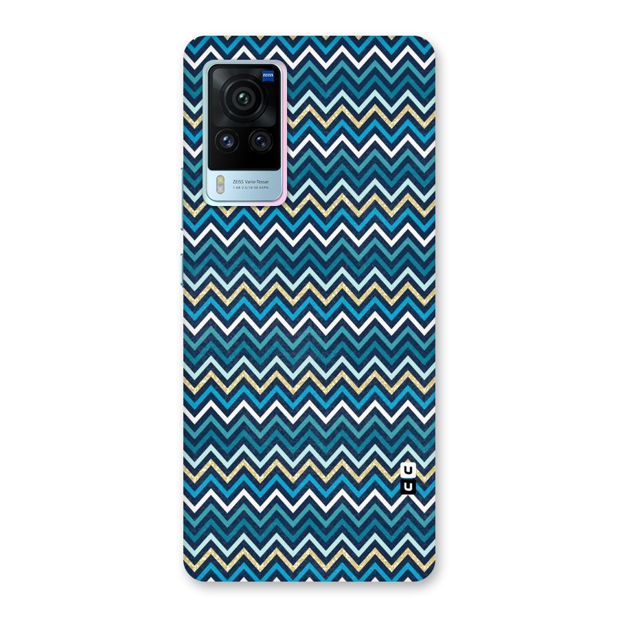 Blue Shades Chevron Pattern Back Case for Vivo X60 Pro