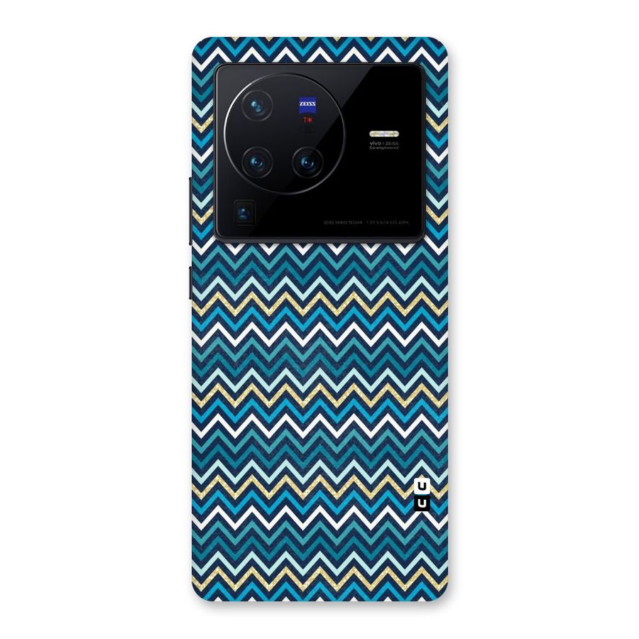 Blue Shades Chevron Pattern Back Case for Vivo X80 Pro