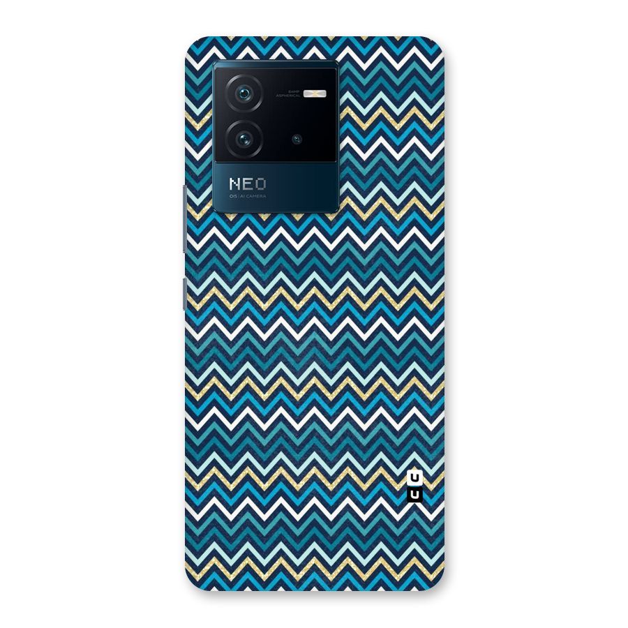 Blue Shades Chevron Pattern Back Case for Vivo iQOO Neo 6 5G