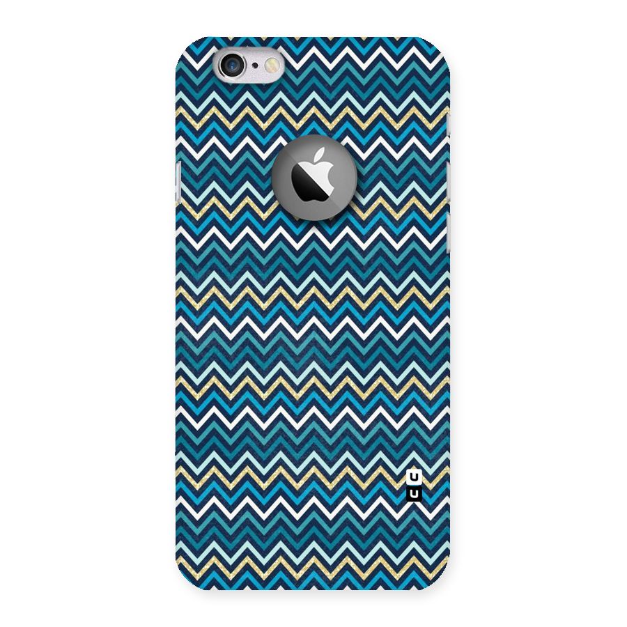 Blue Shades Chevron Pattern Back Case for iPhone 6 Logo Cut