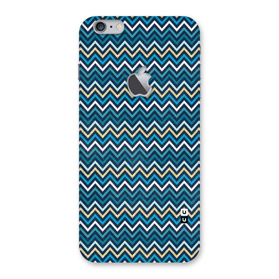 Blue Shades Chevron Pattern Back Case for iPhone 6 Plus 6S Plus Logo Cut