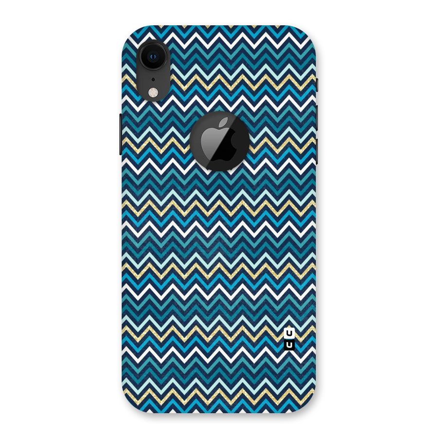 Blue Shades Chevron Pattern Back Case for iPhone XR Logo Cut