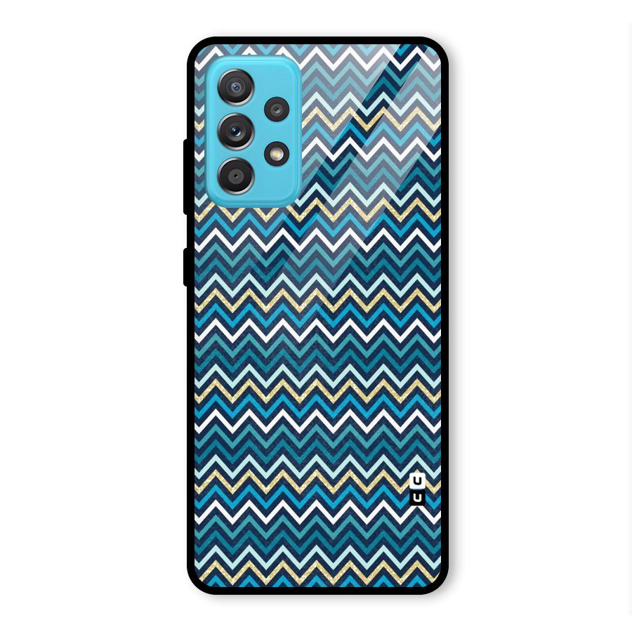 Blue Shades Chevron Pattern Glass Back Case for Galaxy A52