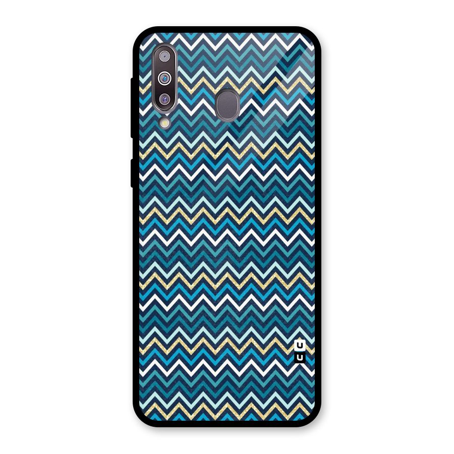 Blue Shades Chevron Pattern Glass Back Case for Galaxy M30