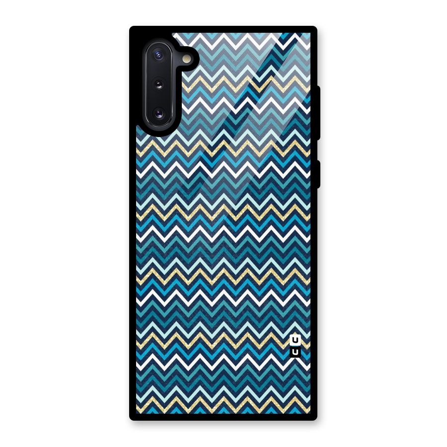 Blue Shades Chevron Pattern Glass Back Case for Galaxy Note 10