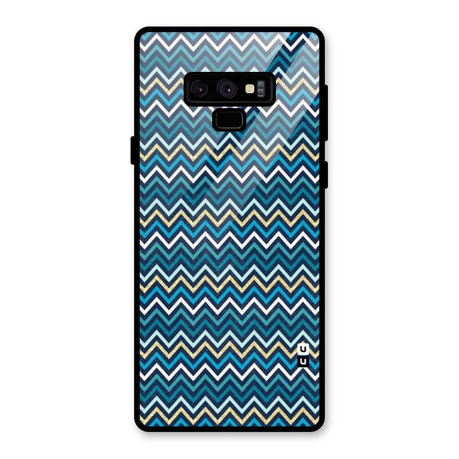 Blue Shades Chevron Pattern Glass Back Case for Galaxy Note 9