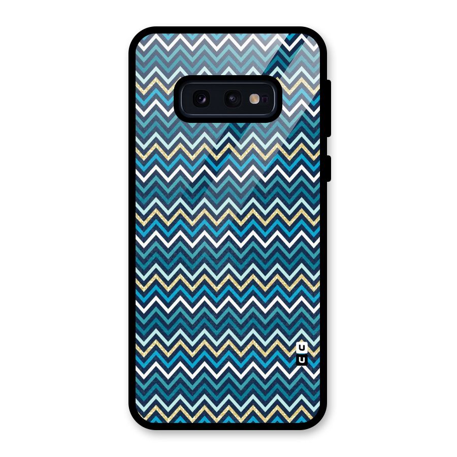 Blue Shades Chevron Pattern Glass Back Case for Galaxy S10e