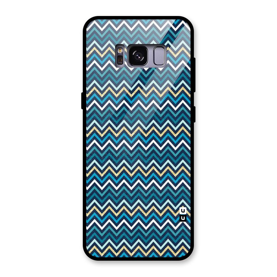 Blue Shades Chevron Pattern Glass Back Case for Galaxy S8