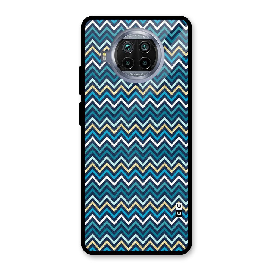 Blue Shades Chevron Pattern Glass Back Case for Mi 10i