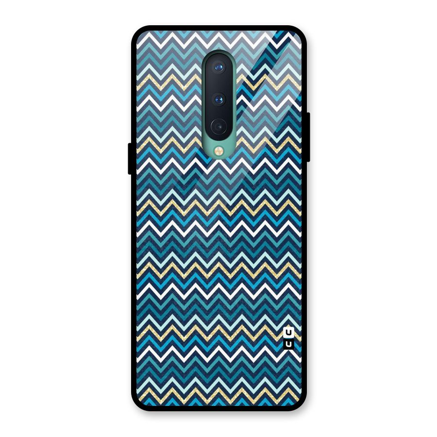 Blue Shades Chevron Pattern Glass Back Case for OnePlus 8