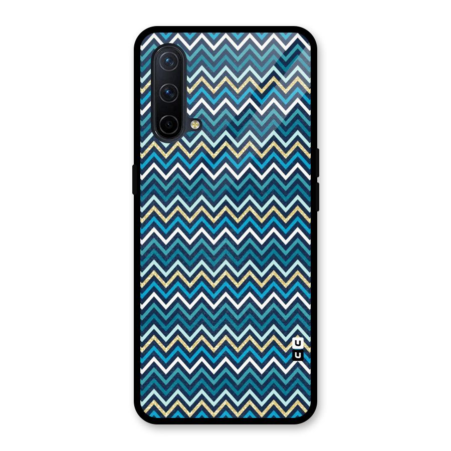 Blue Shades Chevron Pattern Glass Back Case for OnePlus Nord CE 5G