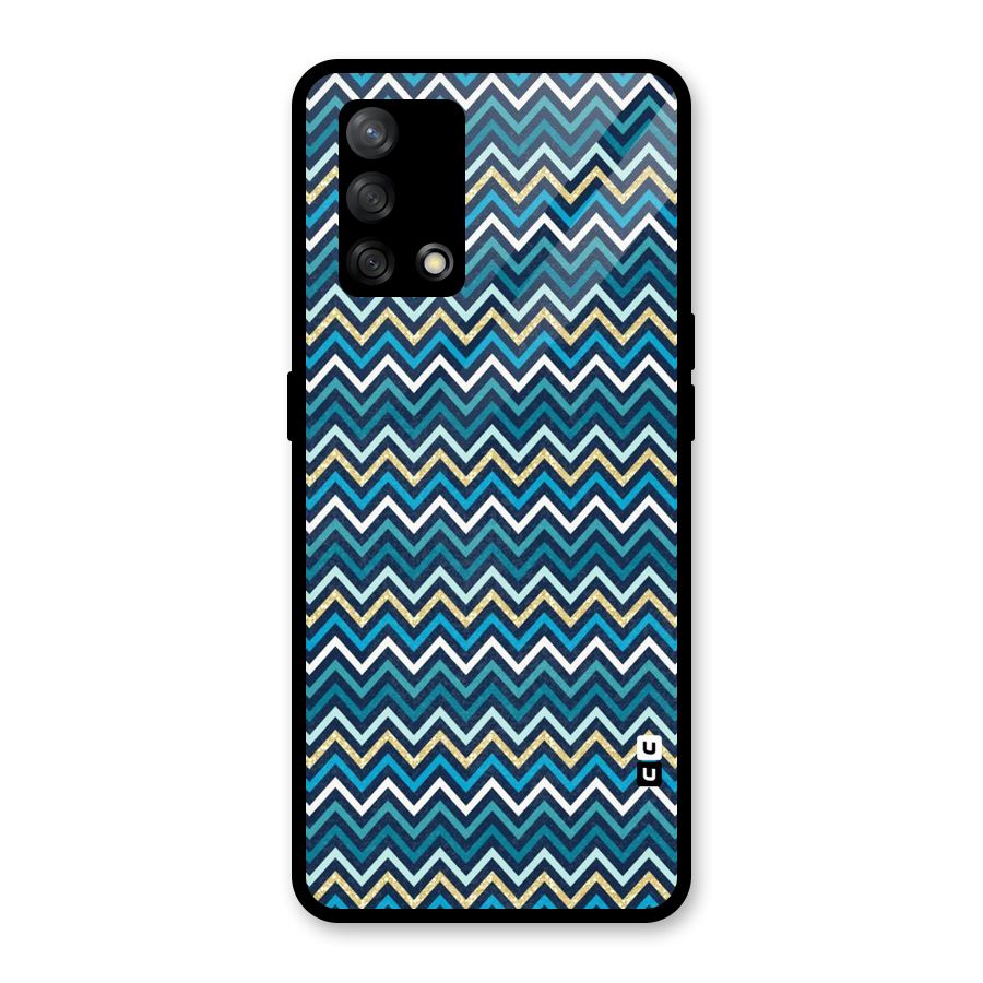 Blue Shades Chevron Pattern Glass Back Case for Oppo F19