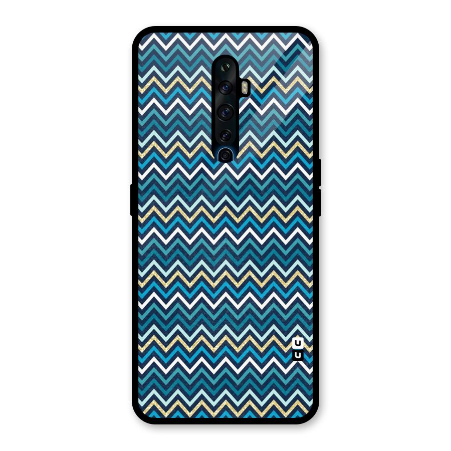 Blue Shades Chevron Pattern Glass Back Case for Oppo Reno2 Z