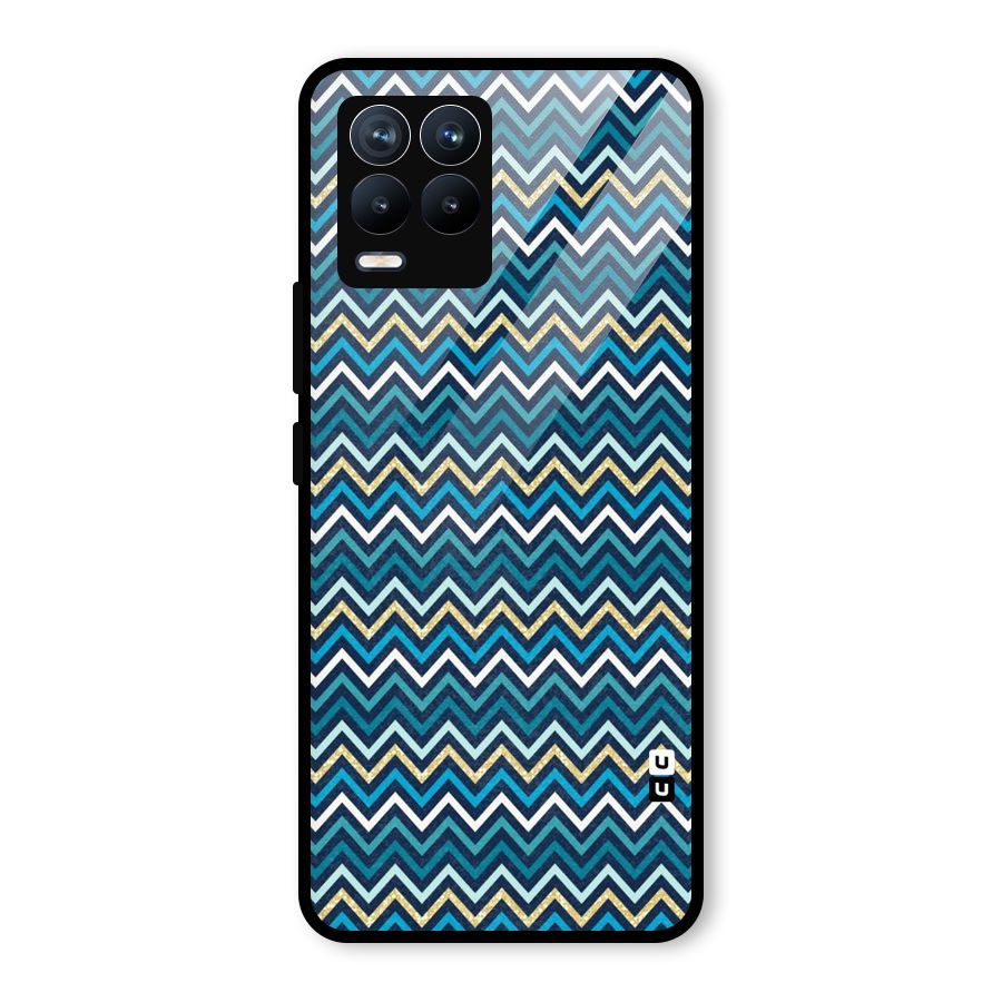 Blue Shades Chevron Pattern Glass Back Case for Realme 8 Pro