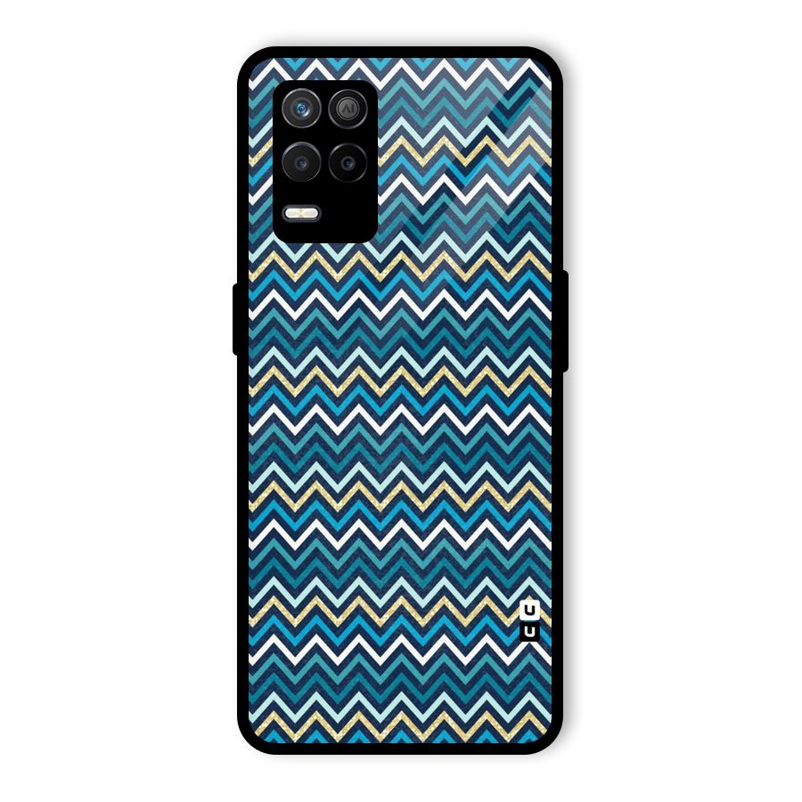 Blue Shades Chevron Pattern Glass Back Case for Realme 9 5G