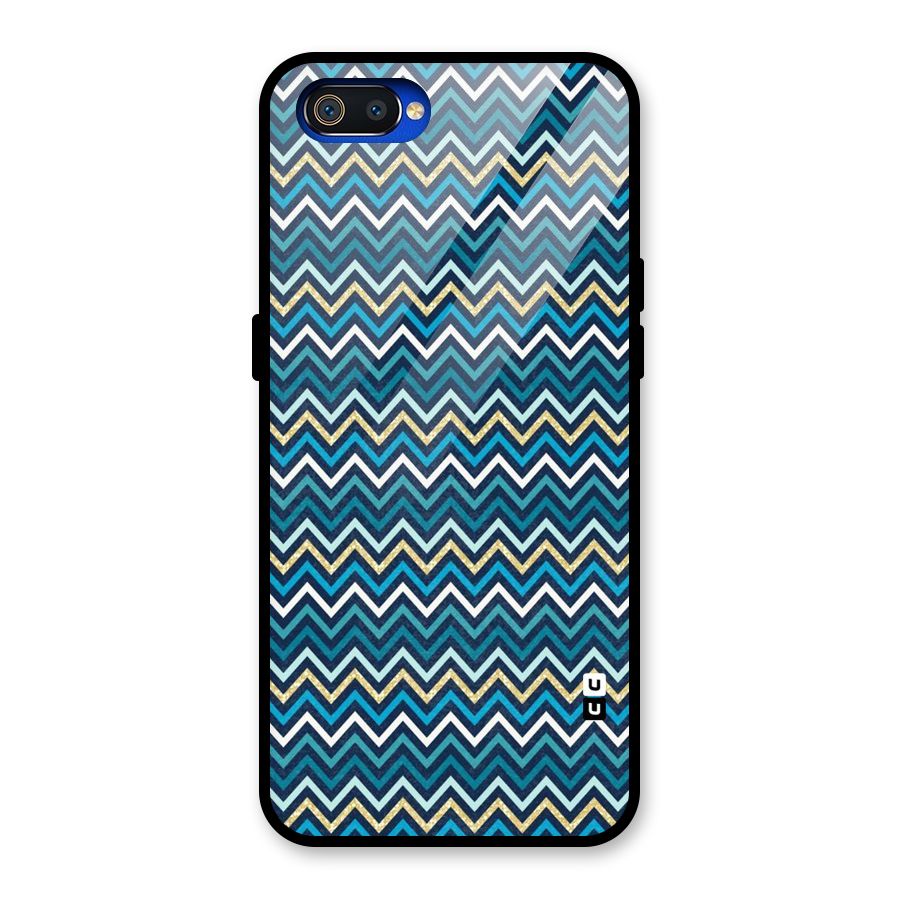 Blue Shades Chevron Pattern Glass Back Case for Realme C2