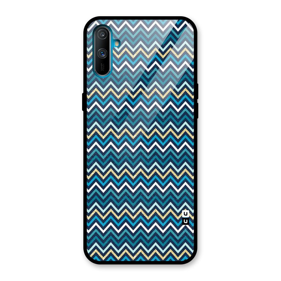 Blue Shades Chevron Pattern Glass Back Case for Realme C3