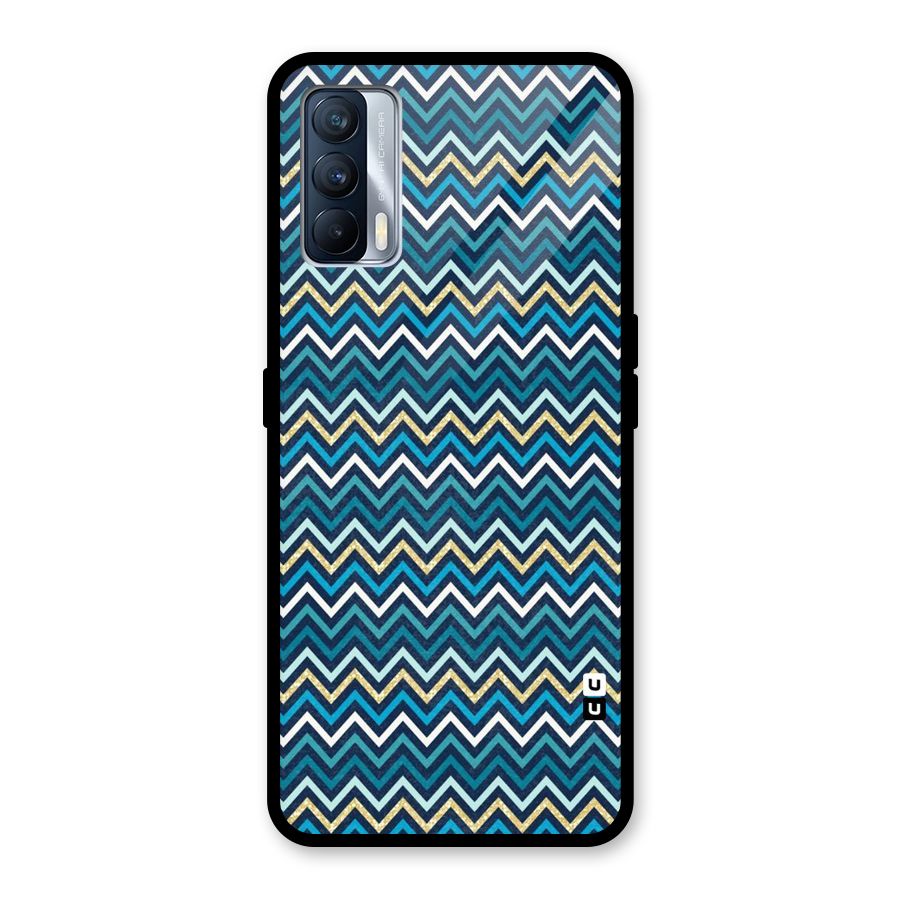 Blue Shades Chevron Pattern Glass Back Case for Realme X7
