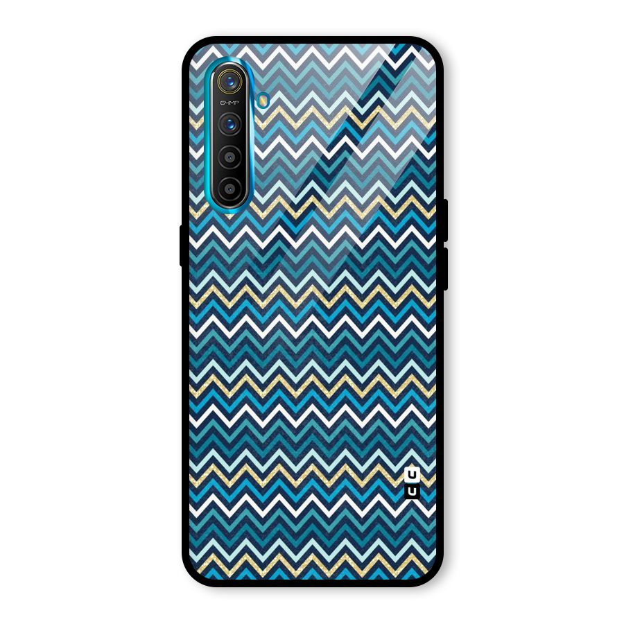 Blue Shades Chevron Pattern Glass Back Case for Realme XT