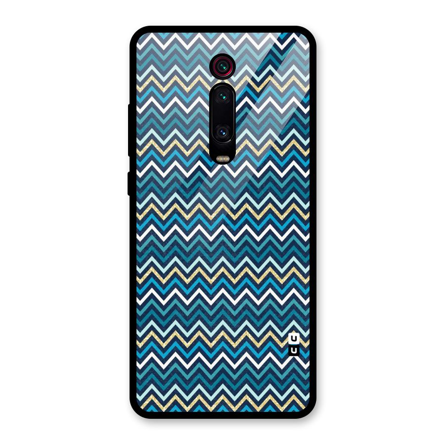 Blue Shades Chevron Pattern Glass Back Case for Redmi K20