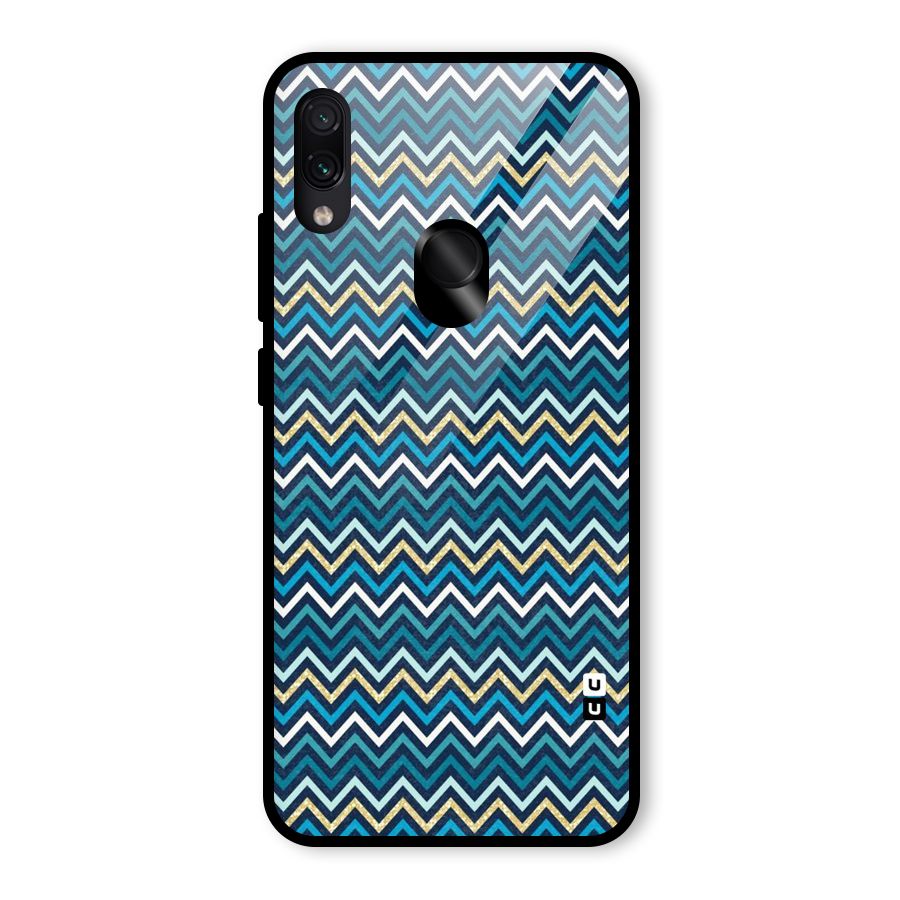 Blue Shades Chevron Pattern Glass Back Case for Redmi Note 7S
