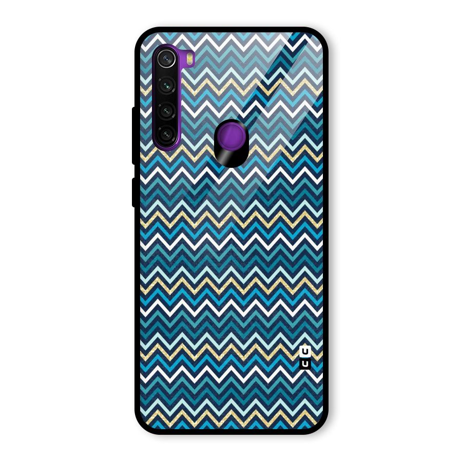 Blue Shades Chevron Pattern Glass Back Case for Redmi Note 8