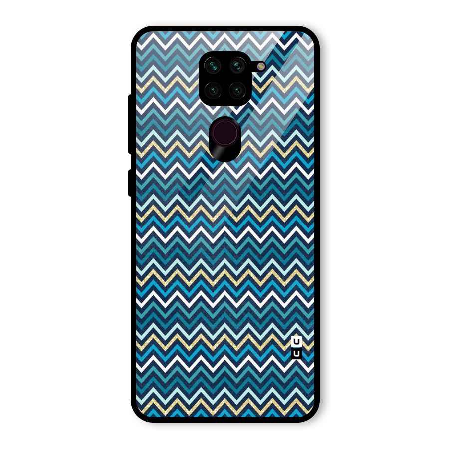 Blue Shades Chevron Pattern Glass Back Case for Redmi Note 9