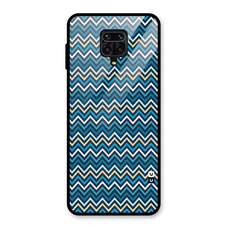 Blue Shades Chevron Pattern Glass Back Case for Redmi Note 9 Pro Max