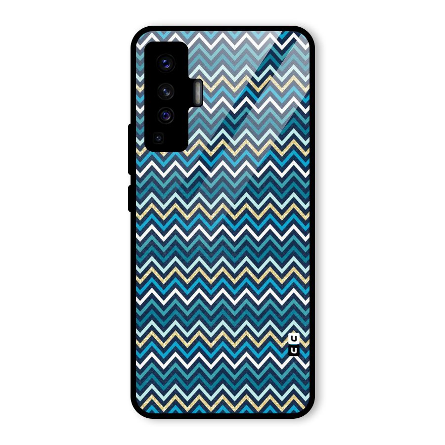 Blue Shades Chevron Pattern Glass Back Case for Vivo X50