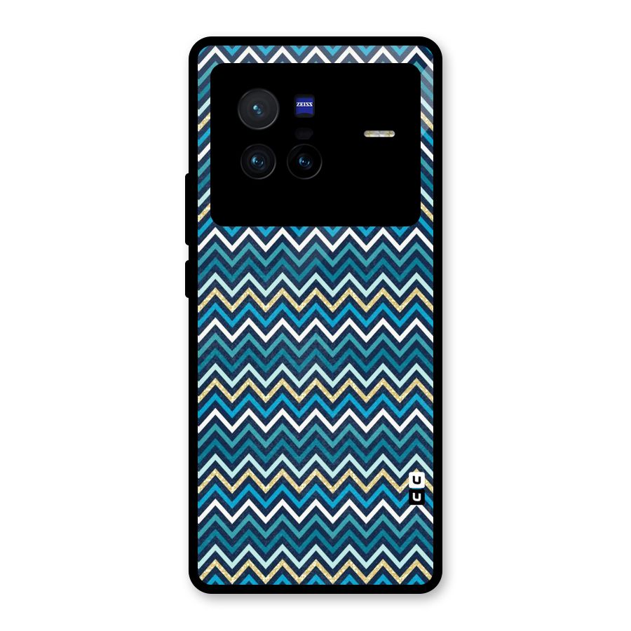 Blue Shades Chevron Pattern Glass Back Case for Vivo X80