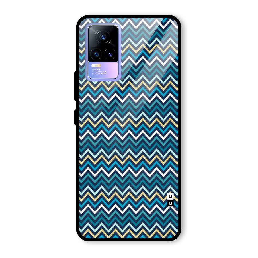 Blue Shades Chevron Pattern Glass Back Case for Vivo Y73