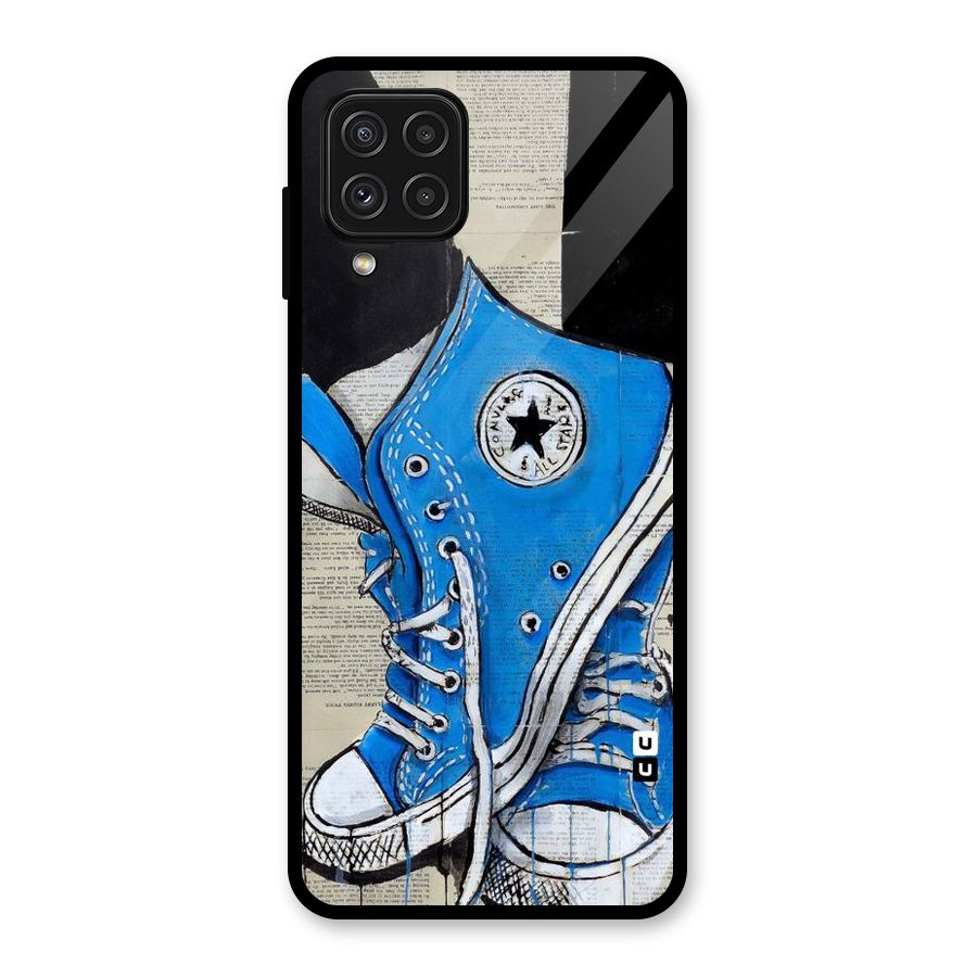 Blue Shoes Glass Back Case for Galaxy A22 4G