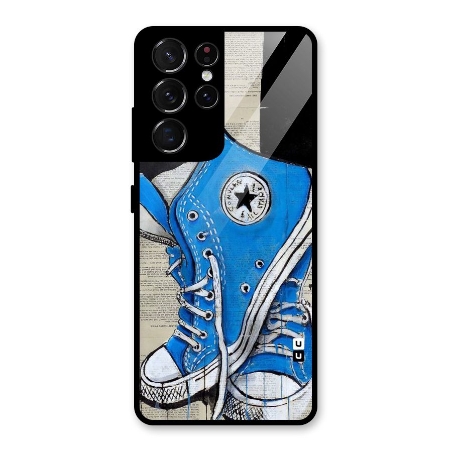 Blue Shoes Glass Back Case for Galaxy S21 Ultra 5G