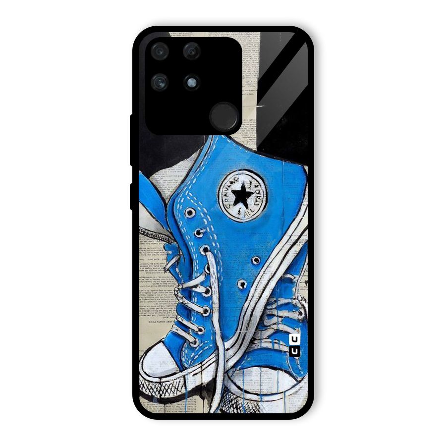 Blue Shoes Glass Back Case for Realme Narzo 50A